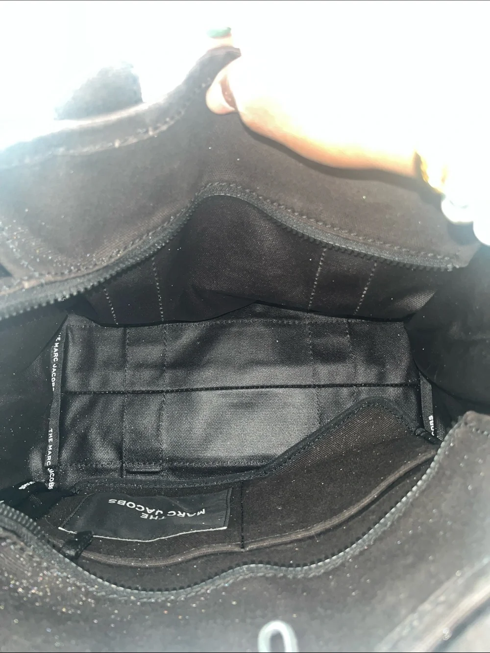 Marc Jacobs Black Canvas Duffel Tote with Bold White Logo (Medium)
